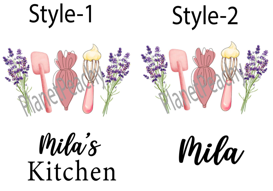 Personalized Mom Daughter Aprons, Lavender Baking Apron, Custom Name Floral Kitchen Apron, Matching Mommy Me Apron, Baker Gift