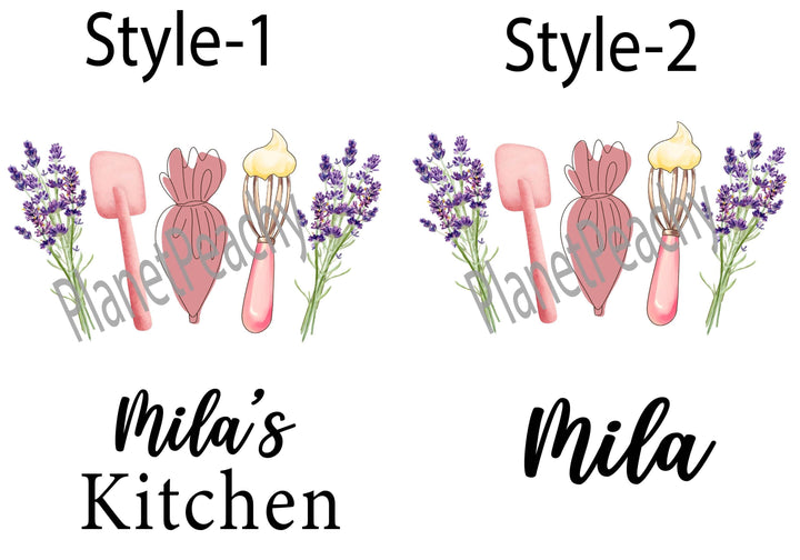 Personalized Mom Daughter Aprons, Lavender Baking Apron, Custom Name Floral Kitchen Apron, Matching Mommy Me Apron, Baker Gift