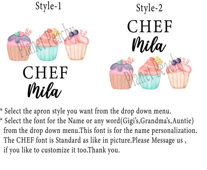 Custom Name Cupcake Trio Baking Apron – Mommy & Me Set