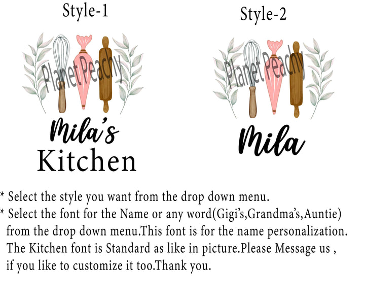 Personalized Mom Daughter Aprons, Botanical Baking Apron, Custom Name Kitchen Apron, Matching Mommy Me Apron, Little Baker Gift