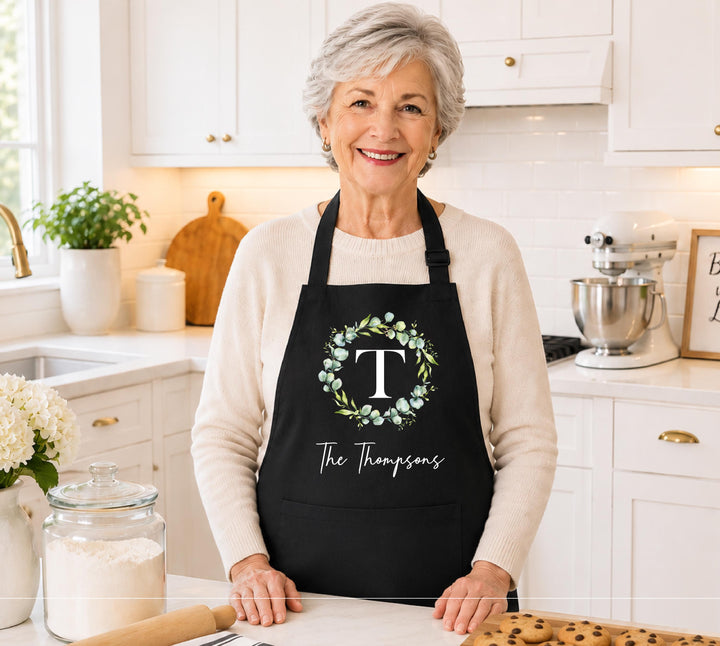 Personalized Family Name Apron, Custom Monogram Kitchen Apron, Last Name Baking Apron, Established Family Gift, Housewarming Wedding Gift