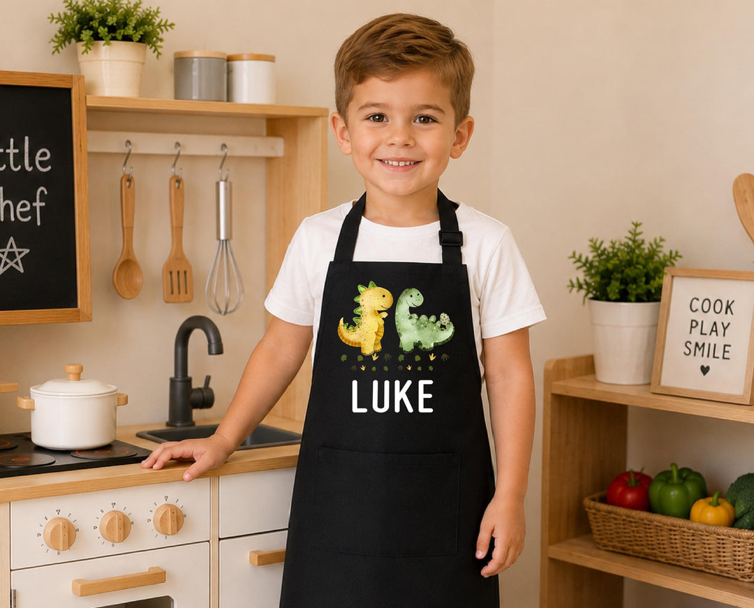 Personalized Dinosaur Apron for Boys, Custom Name Kids Baking Apron, Dino Little Chef Cooking Apron, Birthday Christmas Gift for Boy