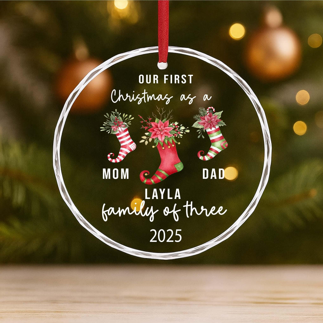 Family of Three Christmas Ornament – New Parents Keepsake