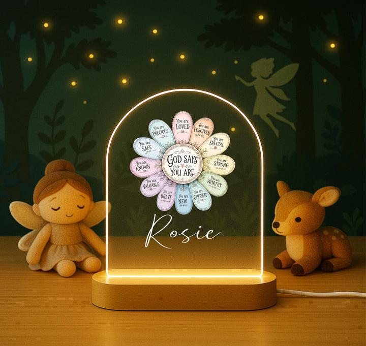 Custom Name "God Says You Are" Night Light – Christian Kids Gift