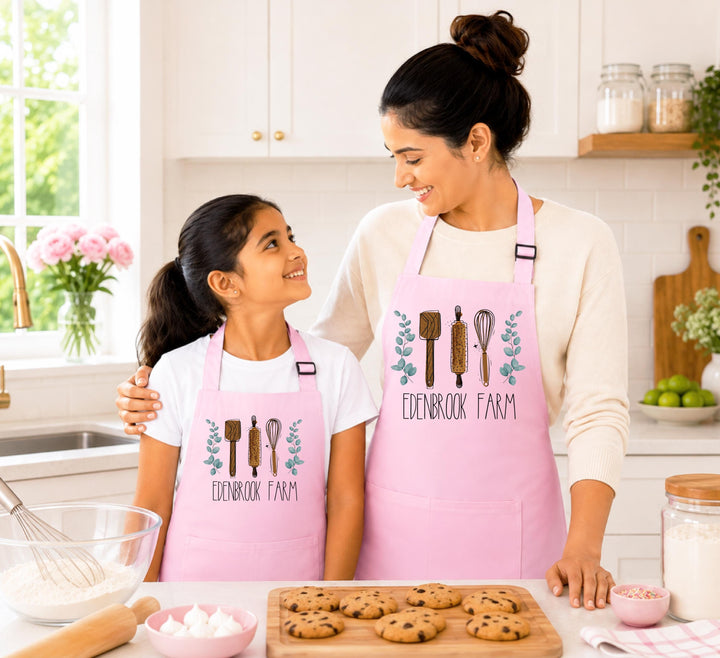 Custom Name Kitchen Aprons, Mommy and Me Cooking Gift, Mother Daughter Gift